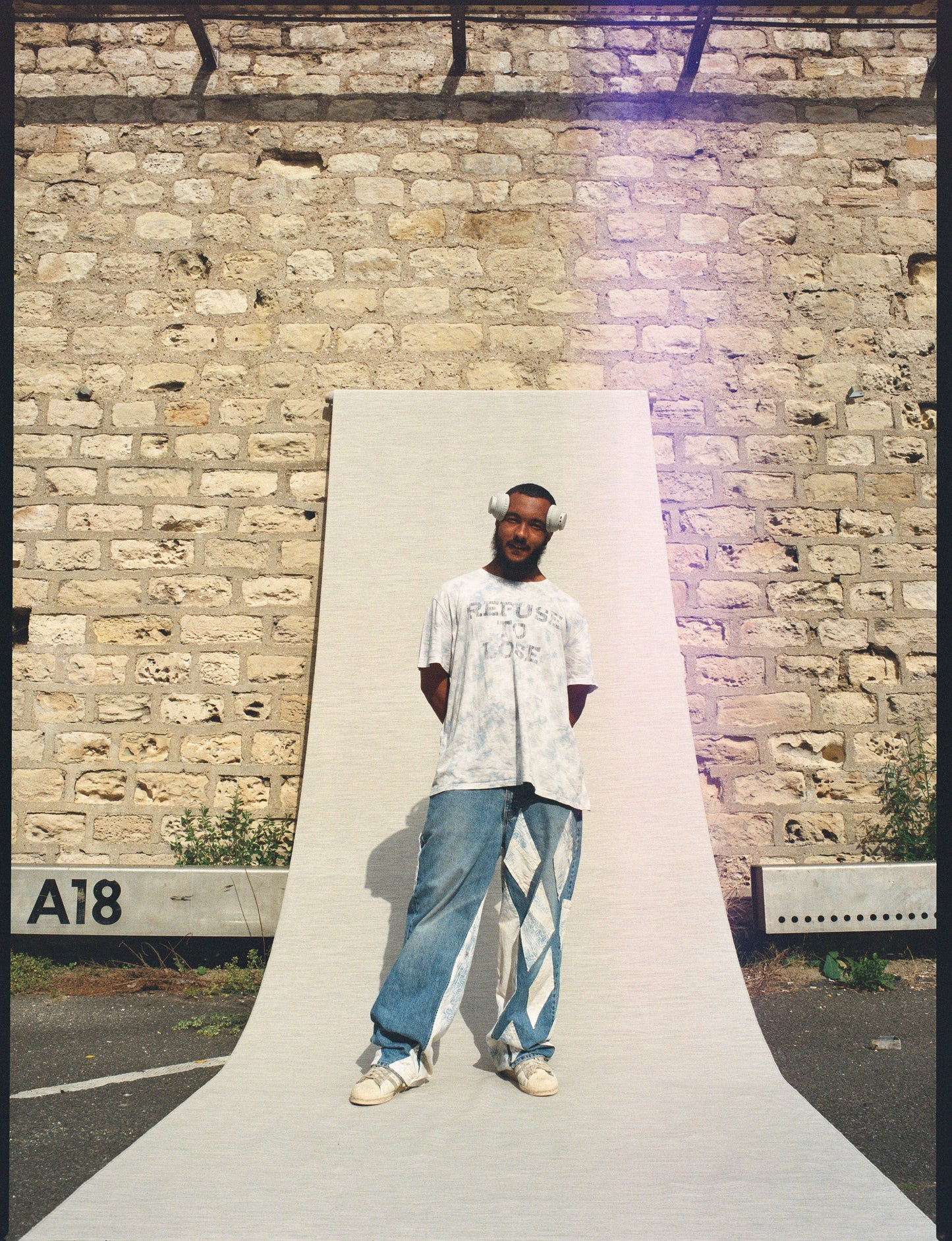Pantalon Losange , bleu einbeinig
