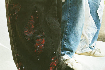 Pantalon Losange , bleu einbeinig